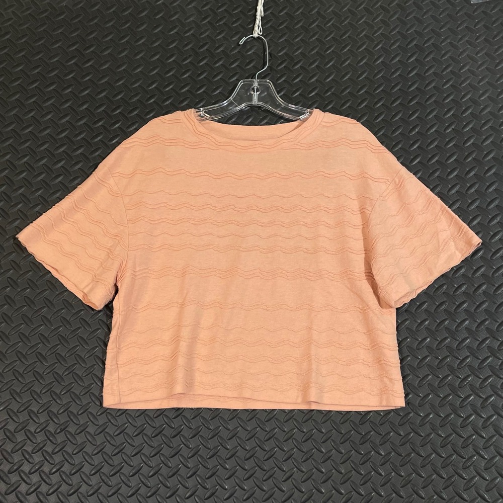 Texture‎ & Thread Madewell Top Peach Wave Textured Knit Short Sleeve Women's XXS